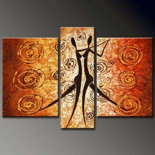 100% Hand Painted Modern Oil Painting on Canvas Dancing Lovers Wall Art Home Decoration 3 Piece Canvas Art Unframe and Unstretch