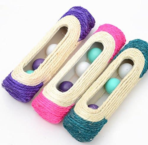 DaHanBL Three Roller Ball Cat Scratch Toy Resistant Sisal Weaving Drum Type Chew Play Toy (Random Color)
