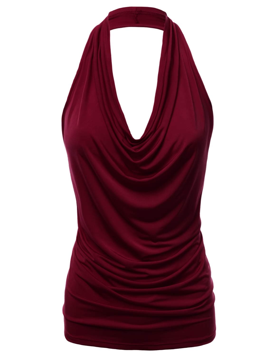 Women's Casual Halter Neck Draped Front Sexy Backless Tank Top (S-3XL) (CLLTJ316)