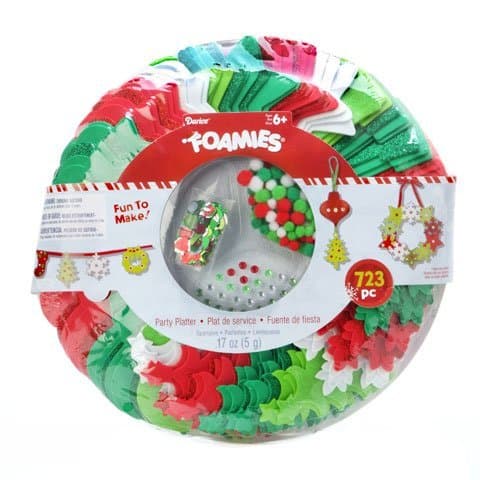 Christmas Ornament Craft Holiday Party Platter Foamies Kit Shapes Include Trees Wreaths Snowflakes Stockings - 723 Pieces
