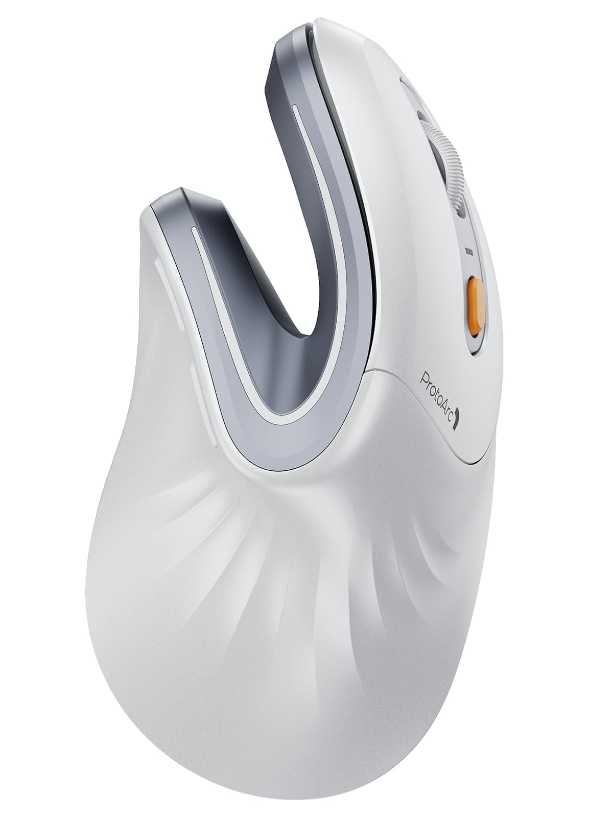 ProtoArc EM11 NL Ergonomic Mouse, Wireless Vertical Mouse Rechargeable Optical Mice with Multi-Device (Bluetooth + Bluetooth + USB Connection) for Computer, iPad, Mac, Windows, Silver Gray