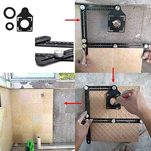 Wohao Angle Measuring Ruler, Aluminum Alloy Multi Angle Template Tool Drill Guide Opening Ceramic Tile Hole Punch Locator for DIY Handymen Builders Carpenters, Tilers, Craftsmen