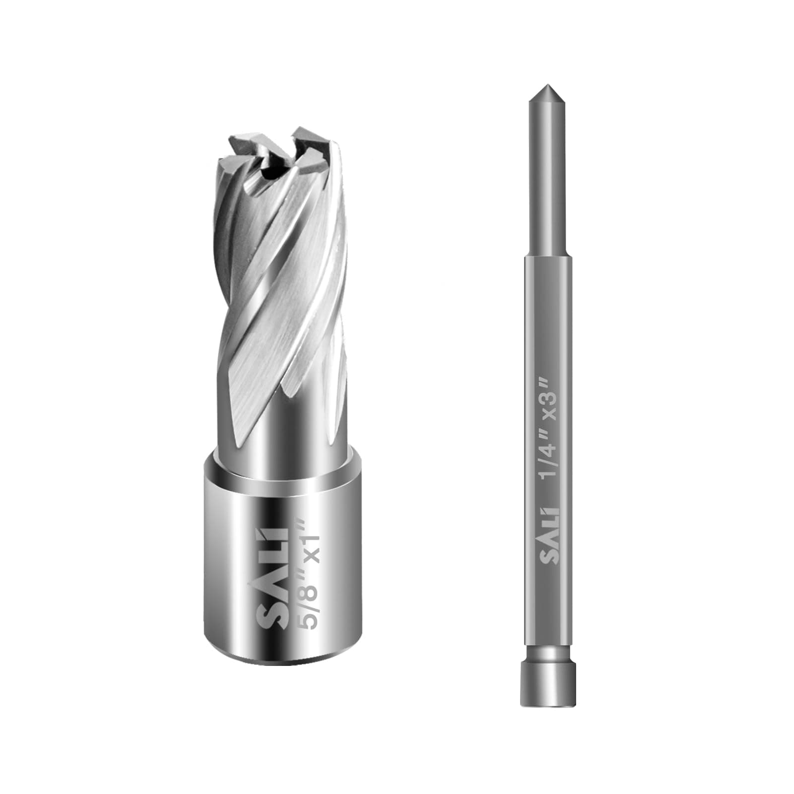 SALI Annular Cutter Diameter 5/8 Inch with Weldon Shank 3/4"(with 2 Flats) Cutting Depth 1" Mag Drill Bit for Magnetic Drill Press HSS Fully Ground Drill with One 1/4"*3" Pilot Pin