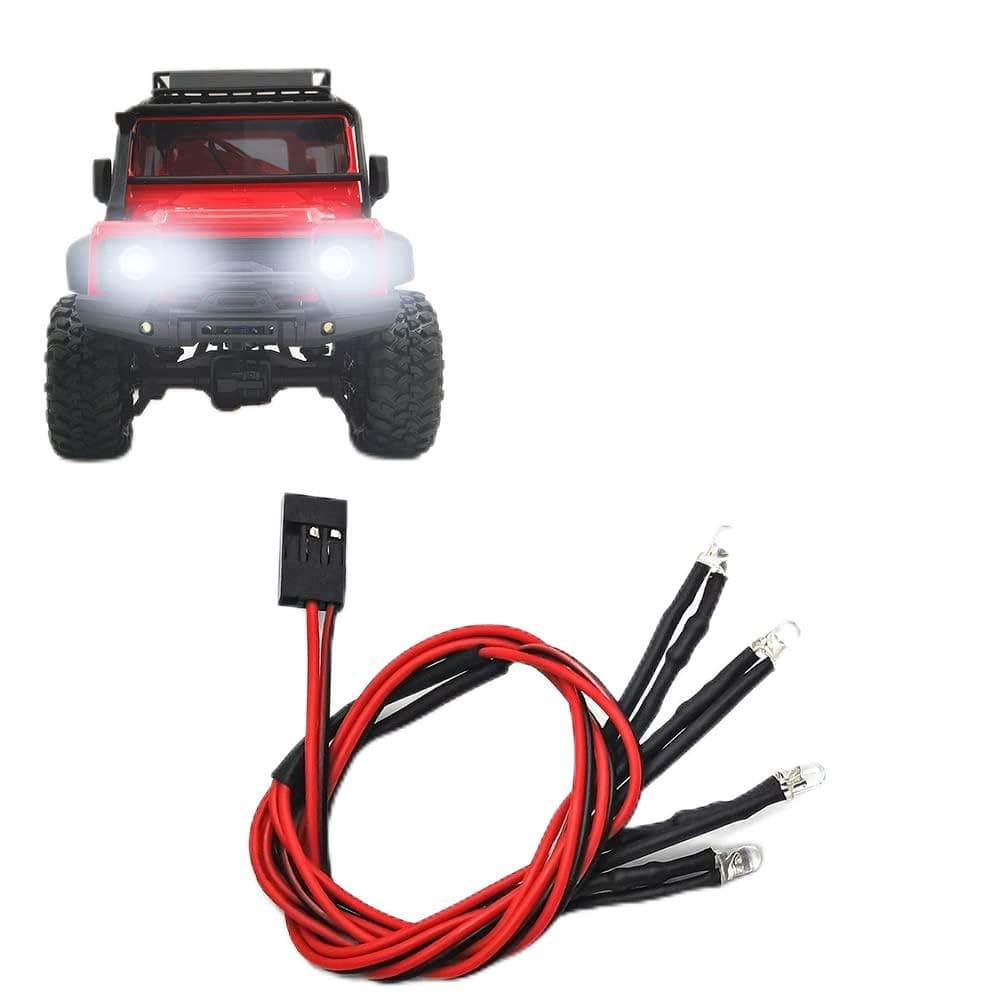 RCLIONS RC Car LED Headlights Taillight Front Rear Lamp White&Red for 1/18th TRX4-M RC Crawler Car Upgrades