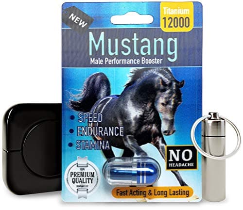 Mustang 12000 (8 Caps) Male Performance, Energy, Enhancement, and Endurance Bundle with Accessories (11 Items)