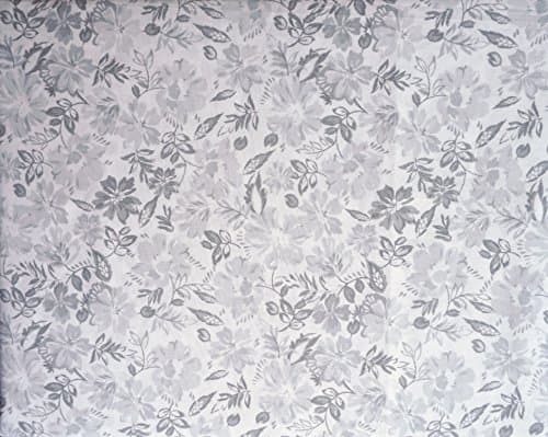 Envogue Luxury Linens Bedding 4 Piece Cotton Full Sheet Set Lush French Country Style Floral Pattern in Shades of Gray on White -- Bolivia, Neutral