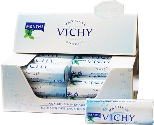 Vichy Pastilles Mints Display Case 24 Rolls of 25 g (Pack of 24)