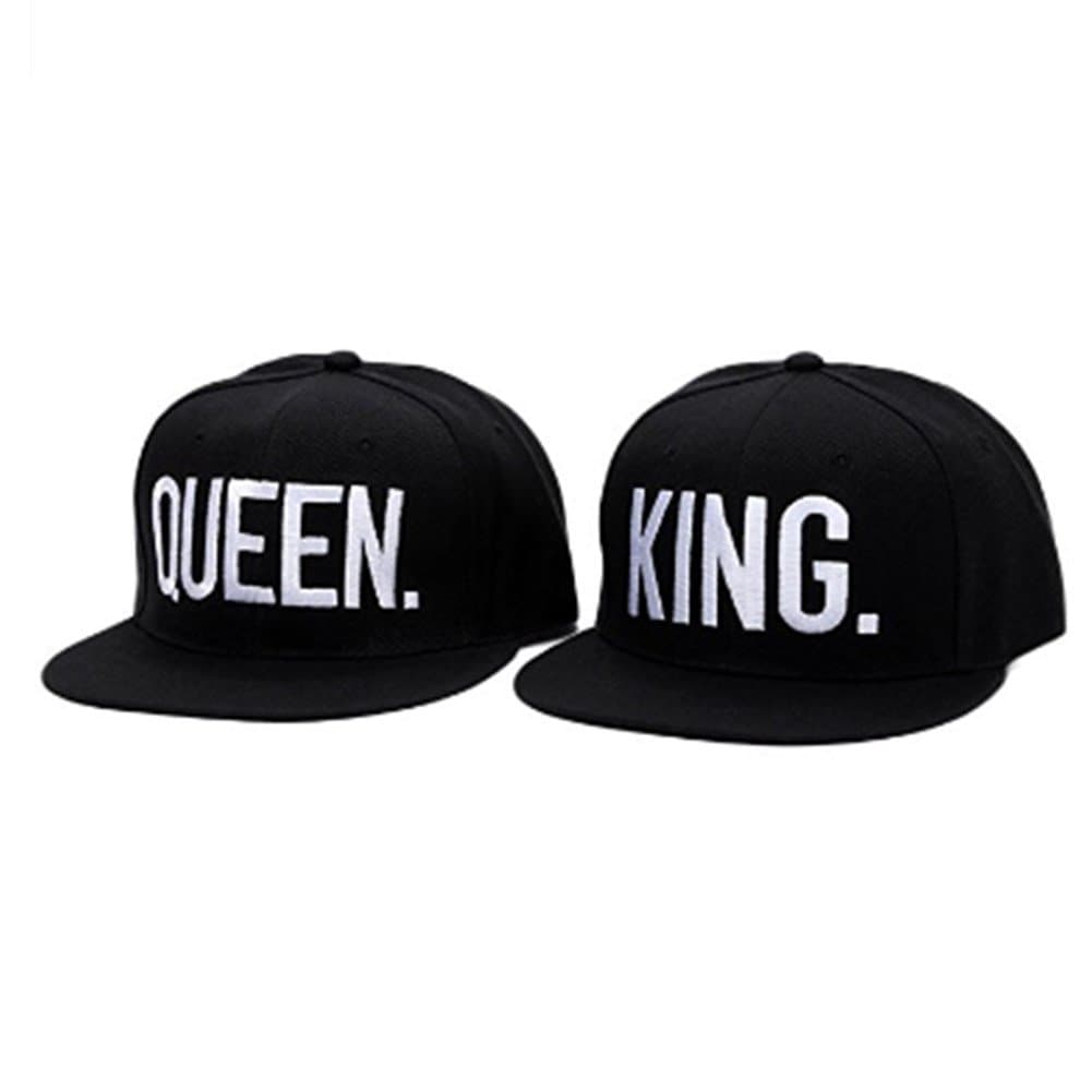 WENDYWUHip-Hop Hats 3D Embroidered Snapback Caps Adjustable Baseball Caps (white king+white queen)