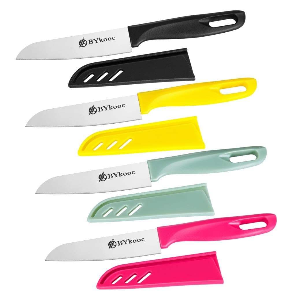 8 pieces Paring Knives (4PCS Peeling Knives and 4PCS Knife Sheath), Ultra Sharp Vegetable and Fruit Knife,German Steel Small Kitchen Knife with PP Plastic Ergonomic Handle