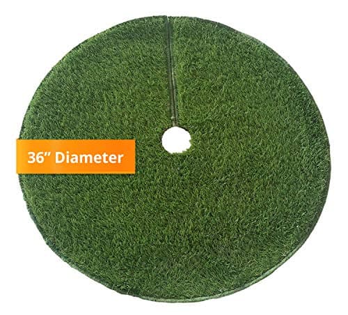 Zen Garden Artificial Grass Christmas Tree Skirt w/Anti-Slip Rubber Base w/Binding (36" Dia) | Realistic Synthetic Grass Rug | Indoor & Outdoor Xmas Tree Skirts | Unique Holiday Decorations (Green)