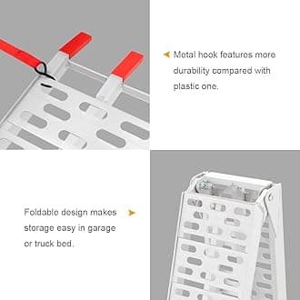 TUFFIOM 10ft Aluminum Truck Ramps 1200lbs Capacity,2pcs Folding Loading ATV Ramps for Pickup Trucks Bed, Trailer Ramp with Load Straps for UTV/Motorcycle/Lawn Mower/Dirt Bike，Lightweight & Portable