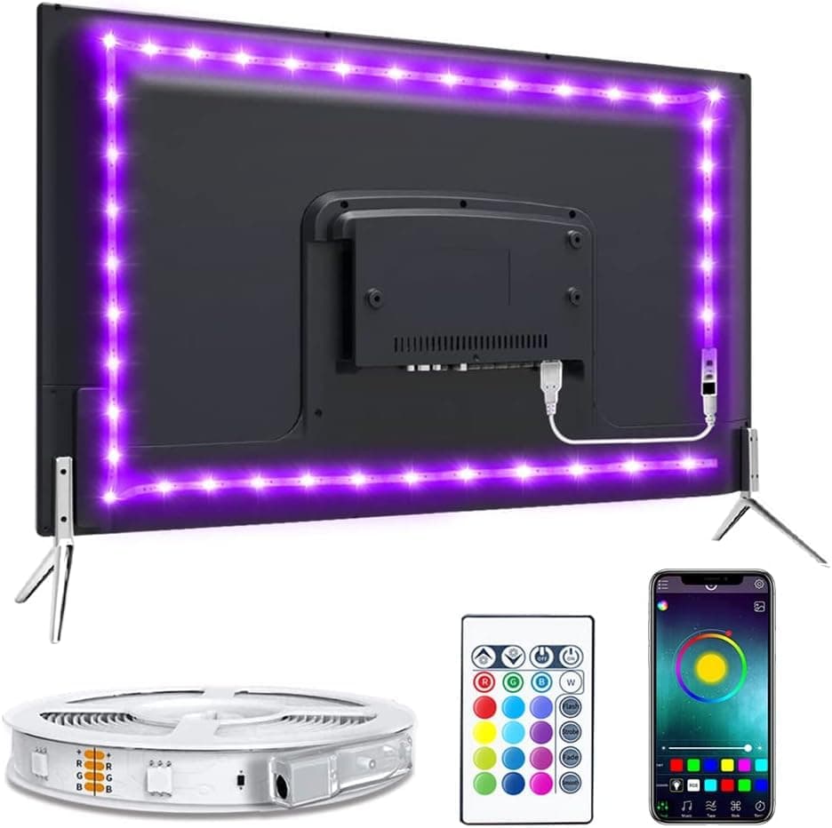Nexlux LED Lights for TV/Monitor Backlight 8.2ft USB APP Controlled with Remote, DIY Colors for Gaming Lights, Ambient Lighting Kit