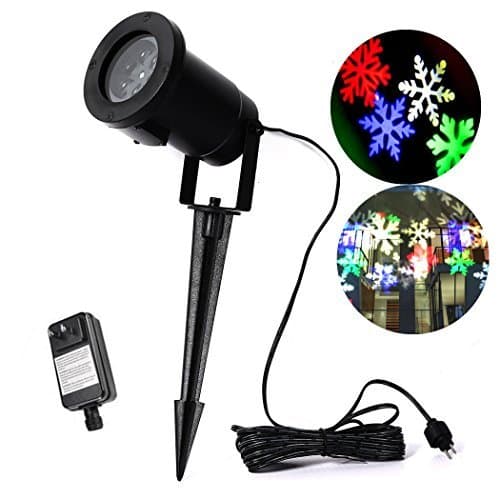 Cakuja Waterproof Rotating Multicolor RGB Snowflakes led Light Landscape Projector with Stake for Indoor Outdoor Decor Christmas Halloween Holiday Party Home Stage Decoration