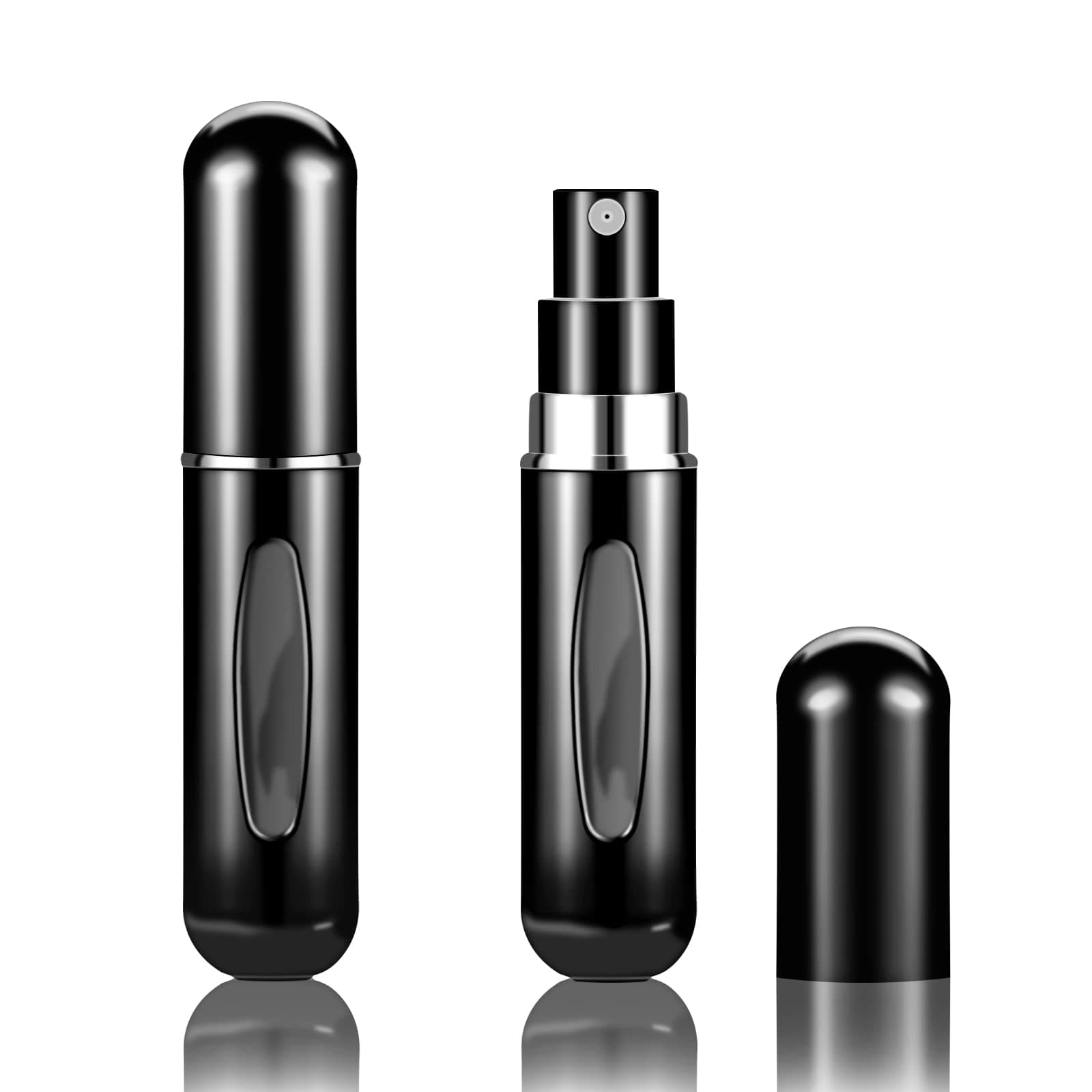 Fivexing2Pcs Refillable Perfume Atomizer Bottles，Portable Mini Separate Perfume Bottle，Travel and Outings Spray Boxes Dispensers 5ml/0.2oz (Black)
