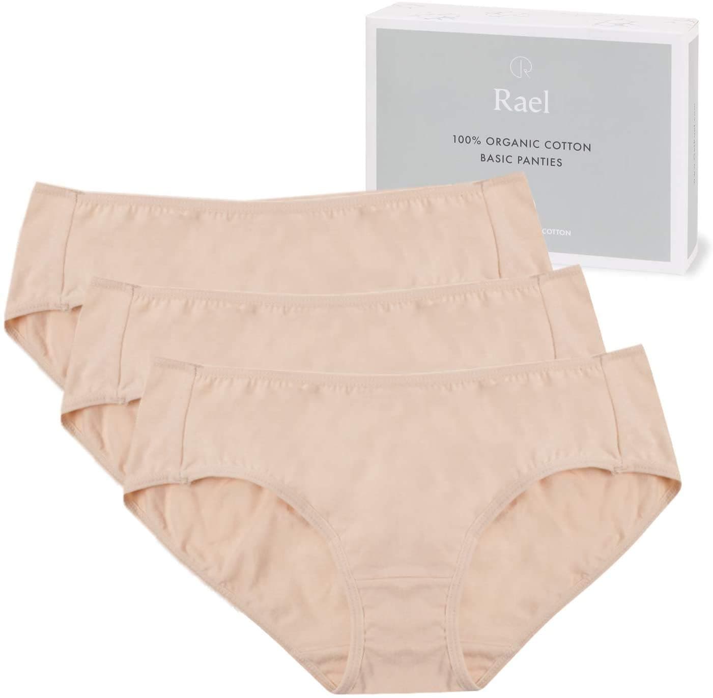 Hesta/Rael Women's Organic Cotton Basic Panties Underwear 3 Pack (X-Small, 3Naturals)