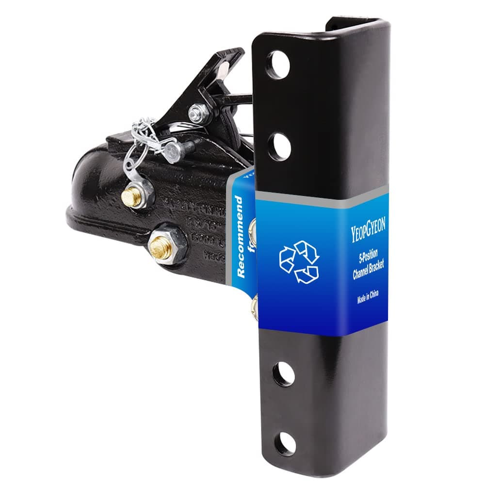 - Adjustable Trailer Coupler and 5-Position Channel Bracket Kit, 2-5/16" Hitch Ball,Capacity 15000 lbs,Black
