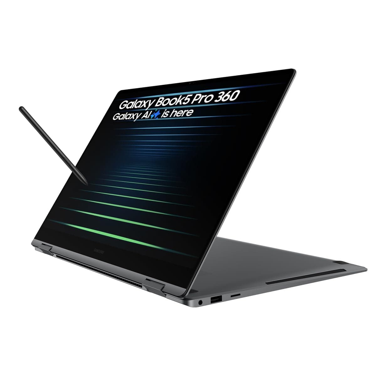 Galaxy Book5 (Pro 360) Copilot+ Laptop with S pen | 16 Inch 3K 120Hz AMOLED Touchscreen | Intel Core Ultra 7 |16 GB RAM | 1 TB SSD |Windows 11 | Aluminium Grey | Works with Galaxy Phone & Tab