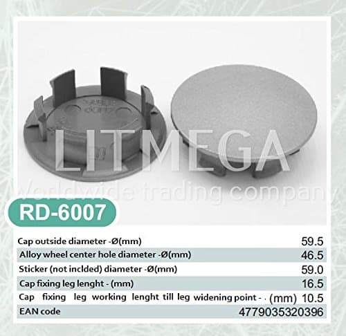 4 * 48mm Inner - 60mm Outer Spare Alloy Wheel Centre Caps to Replace Original OE