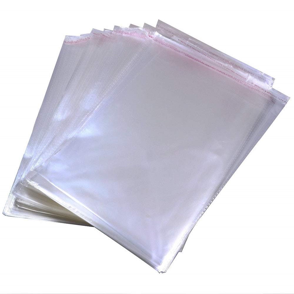 Borningfire 100 Pcs 10" x 13" Self Seal Clear Cello Cellophane Bags Resealable Plastic Apparel Bags Perfect for Packaging Clothing, T-Shirt, Brochure, Prints, Handicraft Gift Bags