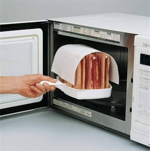 MAKIN BACON Microwave Bacon Cooker - Reduces Fat Up to 35% - Plastic, Modern, Striped - Dishwasher Safe, Made in USA