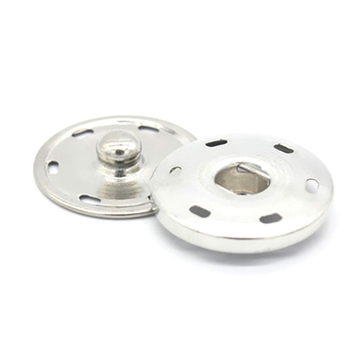 50 Sets Sew-on Snap Buttons Metal Snaps Fasteners Press Studs Buttons for Sewing Silver 3/4" 19mm