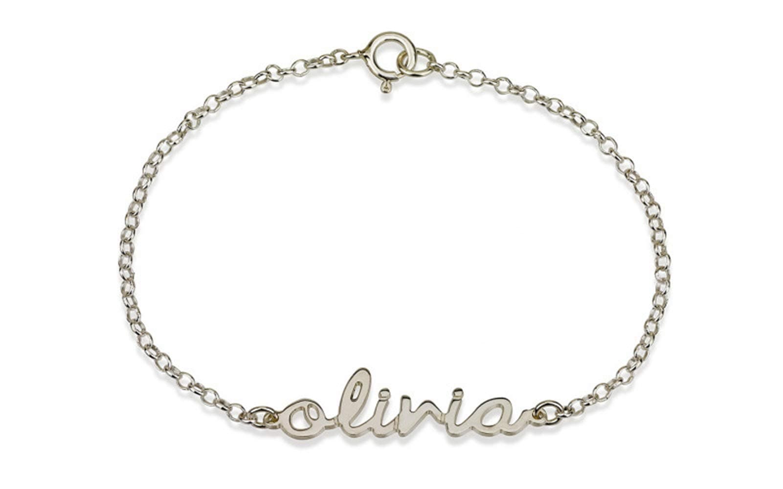Sahaa Personalized Handwriting Nameplate Bracelet 925 Sterling Silver Custom Name Anklet