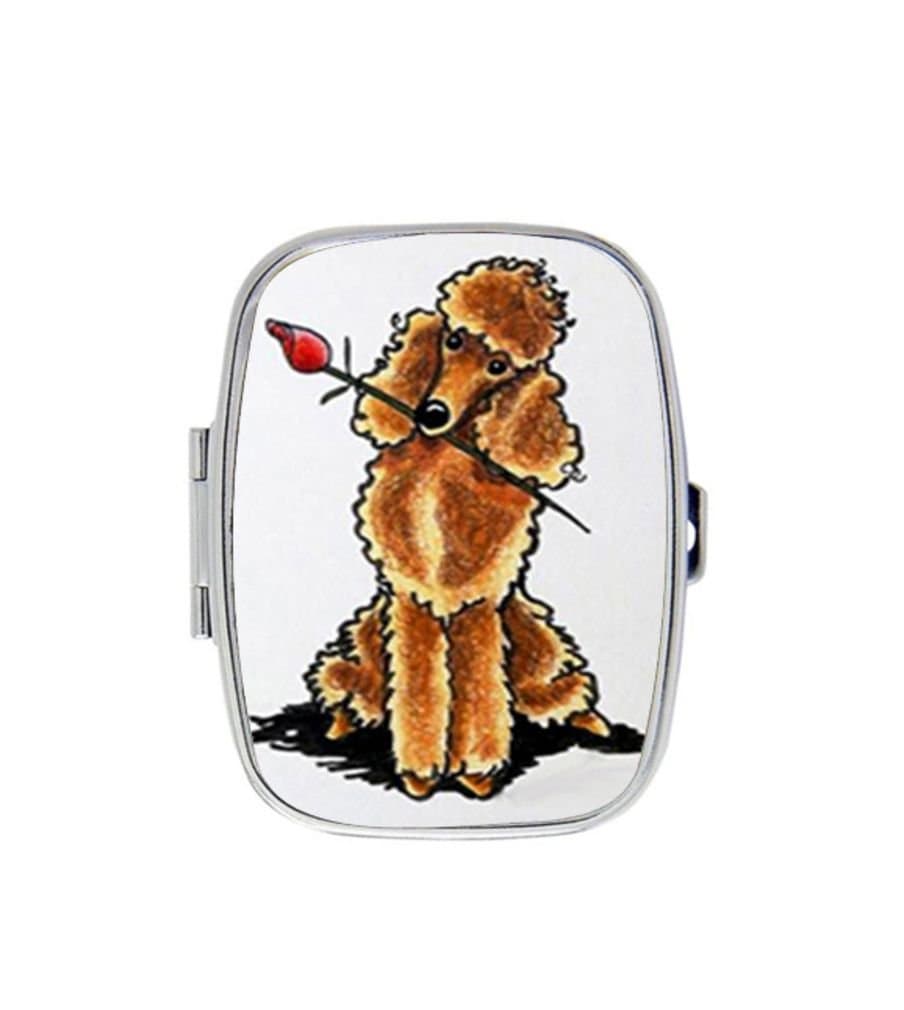 Apricot Poodle Lover Custom Unique Silver Medicine Drug Container Case Holder Decorative Metal Pill Box