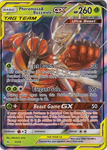 Pheromosa & Buzzwole GX - 1/214 - Ultra Rare - Unbroken Bonds - NM/M - 100% Guaranteed Authentic