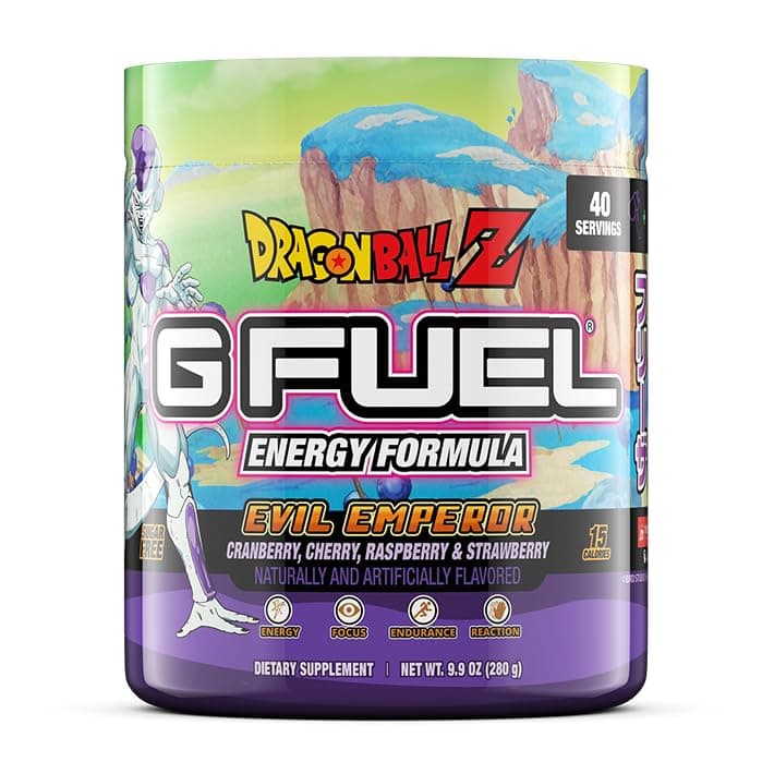 G Fuel Dragon Ball Z Energy Drink Powder, Pre Workout Caffeine Mix for Gaming, Sugar Free Focus Amino, Vitamin + Antioxidants, 9.9oz (Berry Medley, 40 Servings)