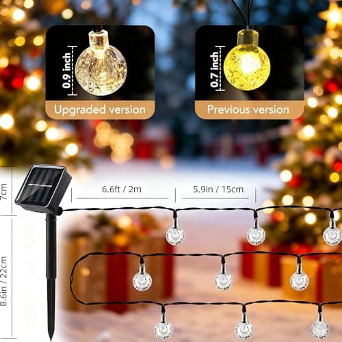 L LAMPOP Solar String Lights Outdoor Waterproof IP65 9.3 Feet Patio Lights with 20 LED Crystal Globe Hanging Light for Backyard Porch Balcony Party Decor, Wedding,Party,Camping (Warm White)