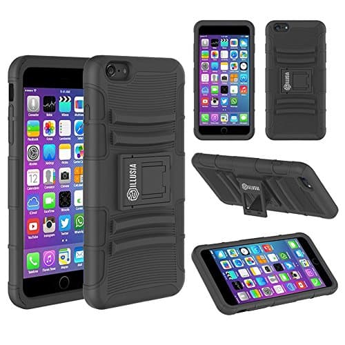 iPhone iphone 6/6s plus Case,Holster Case, ILLUSIA [Hoplite Series] Shock Absorbing Holster Locking Belt Clip Defender Heavy Full Body Kickstand Case Cover For iphone 6 plus / 6s plus 5.5 Inch -Black