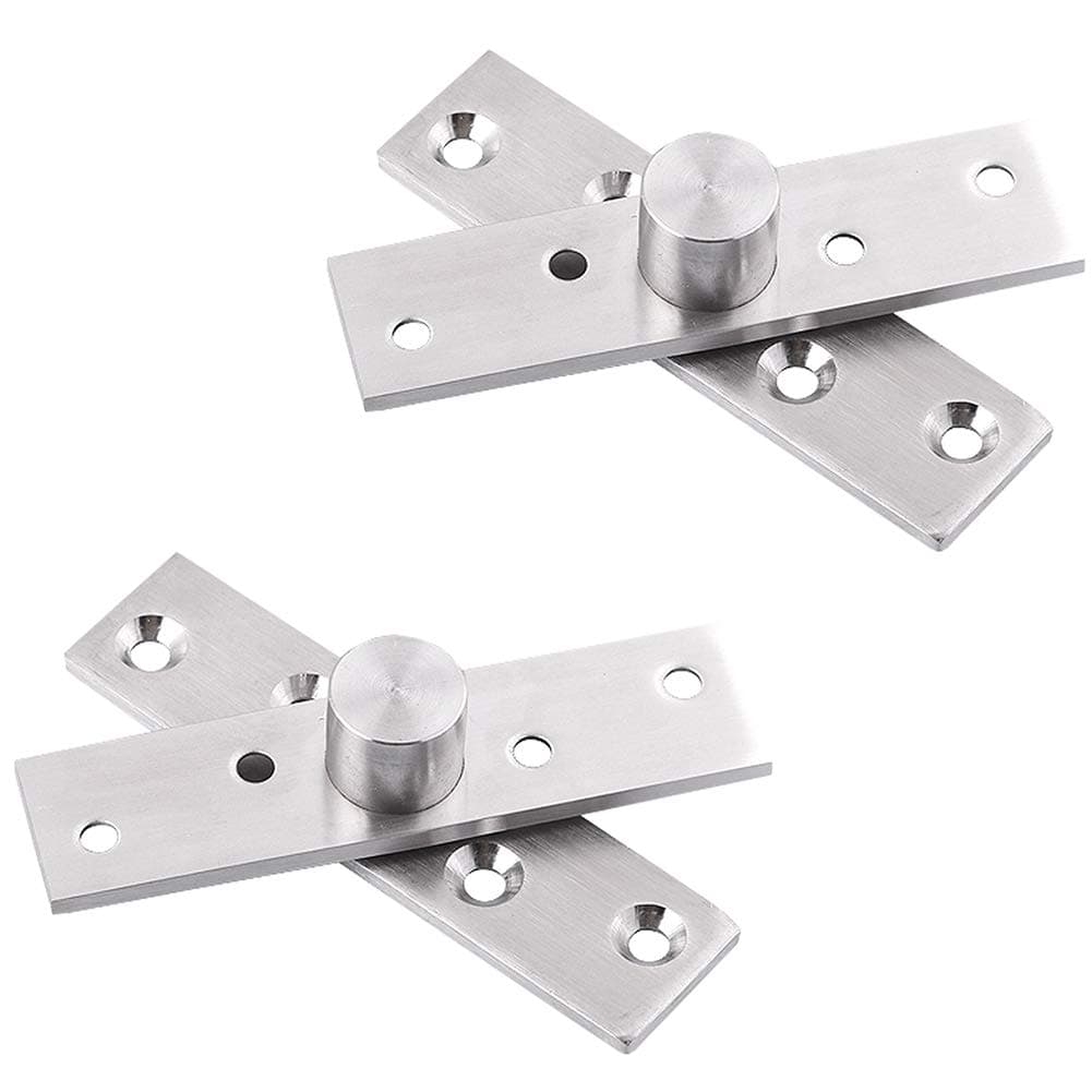 360 Degree Door Pivot Hinge, 2Pcs Stainless Steel Rotation Hidden Door Centre Shaft Pivot Hinges, Heavy Duty Concealed Rotating Door Hinge with Fixing Screws (3 x 0.7 Inches)