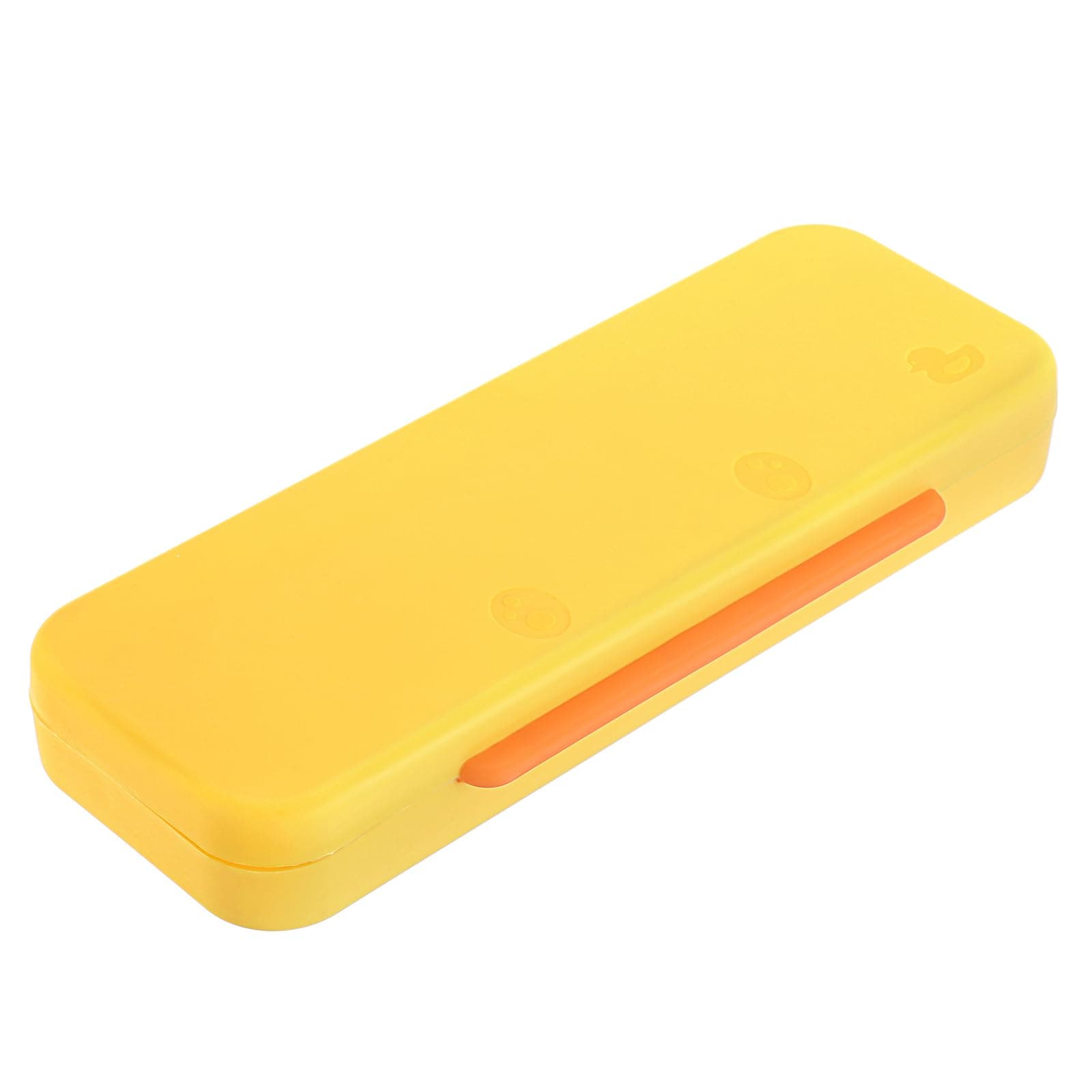 BSTKEY Plastic Double Layers Pencil Box with Lid, Yellow Foldable Pencil Holder Organizer Pen Case, School Office Stationery Box for Pencil, Pen, Eraser, Ruler