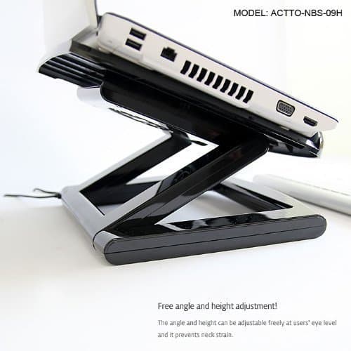 ACTTO NBS-09H NOTEBOOK LAPTOP COOLING STAND W/ 4 PORT USB HUB (Black)