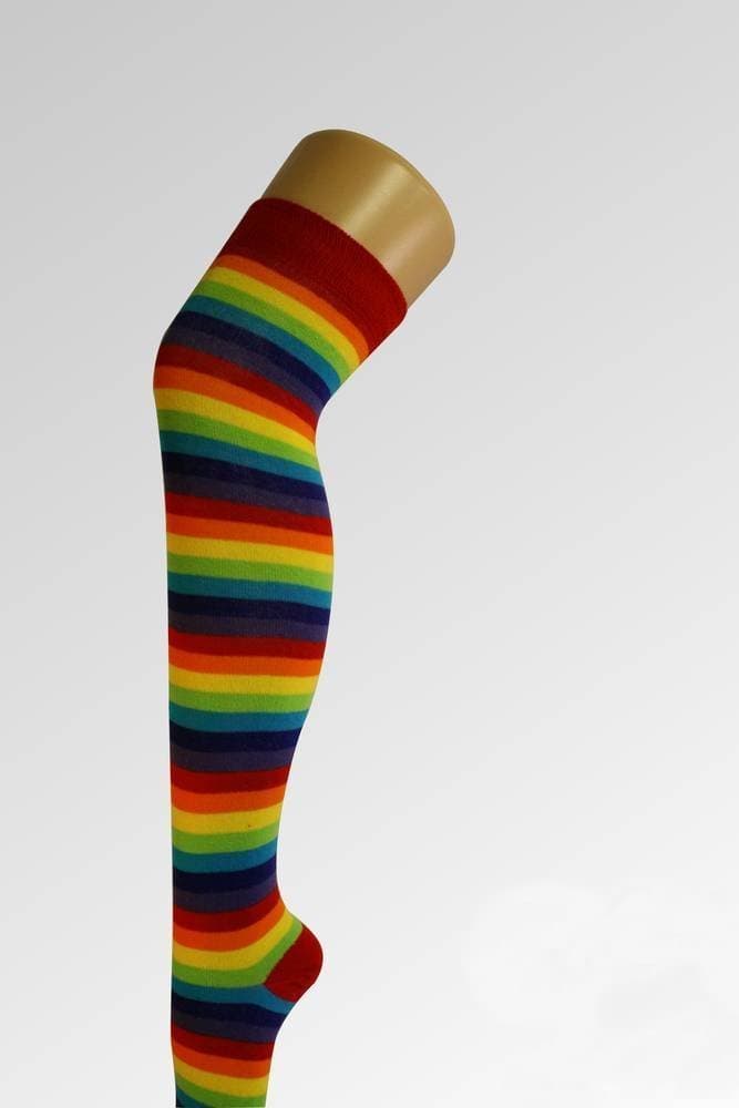 Crazy CickLadies Striped Over the Knee Socks - Assorted colours - UK 4-6½ (Rainbow)