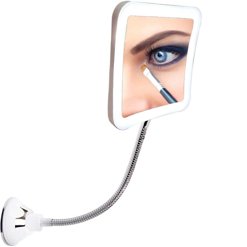Makeup Mirror with LED Lights and 7X Magnification, Portable Cordless Design Suction Cup Mirror for Home and Travel with Flexible Gooseneck to Adjust to Any Position Easily