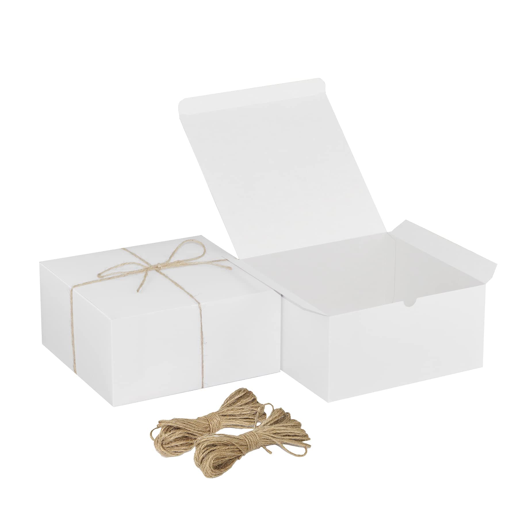 Xxcxpark 16 PCS White Gift Boxes 8x8x4 Inches, Decorative Party Favor Kraft Paper Gift Packaging Box with Lid for DIY Crafting, Cube, Cupcake, Kraft Present Boxes for Birthday, Wedding
