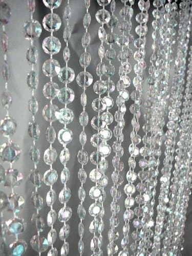 Denelchon 3 ft x 6 ft Iridescent Faux Crystal Beaded Curtain - Clear