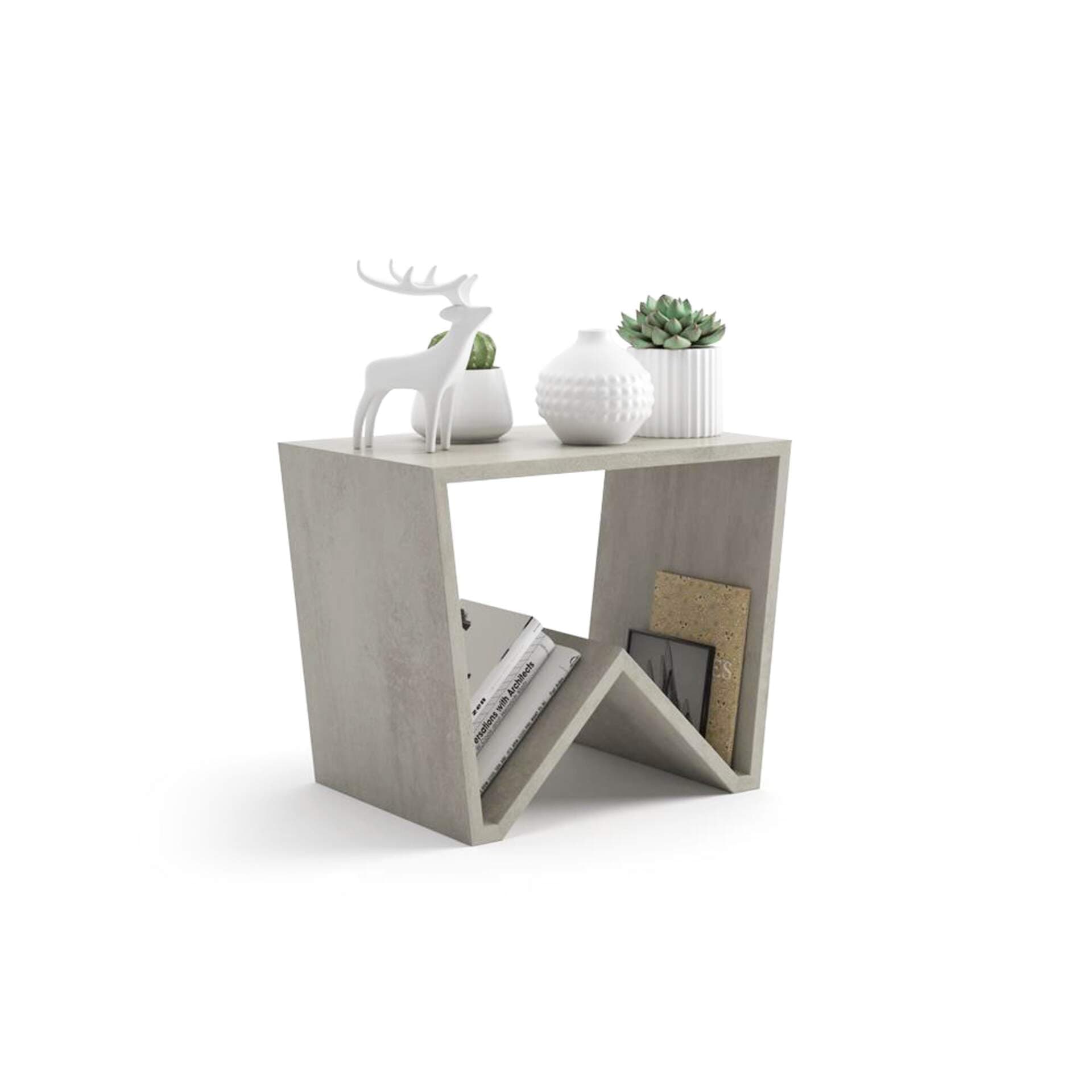 Mobili Fiver, Emma Coffee table, Concrete Effect, Grey, Made In Italy