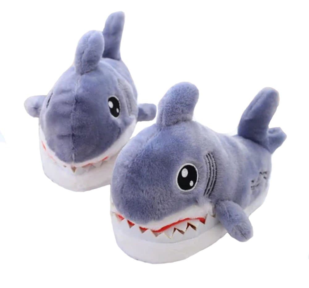 JuulyWarm Plush Cotton Slippers Cute Animal Shark Slippers for Cold Feet Unisex Winter Warm Shoes