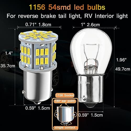 1156 Bulb Reverse Light, Led 1141 1003 7506 BA15S Bulbs, 12V-24V 54SMD Used for Truck Car Backup Reverse Lights, Tail Parking Lights,Camper Trailer RV Interior Light, 2pcs White
