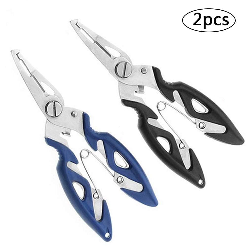 BETOY2pcs Stainless Steel Fishing Pliers Scissors Line Cutter Remove Hook Tackle Tool, Fishing Pliers Multi Tool Pliers Hook Remover, Braid Line Cutter, Split Ring Opener