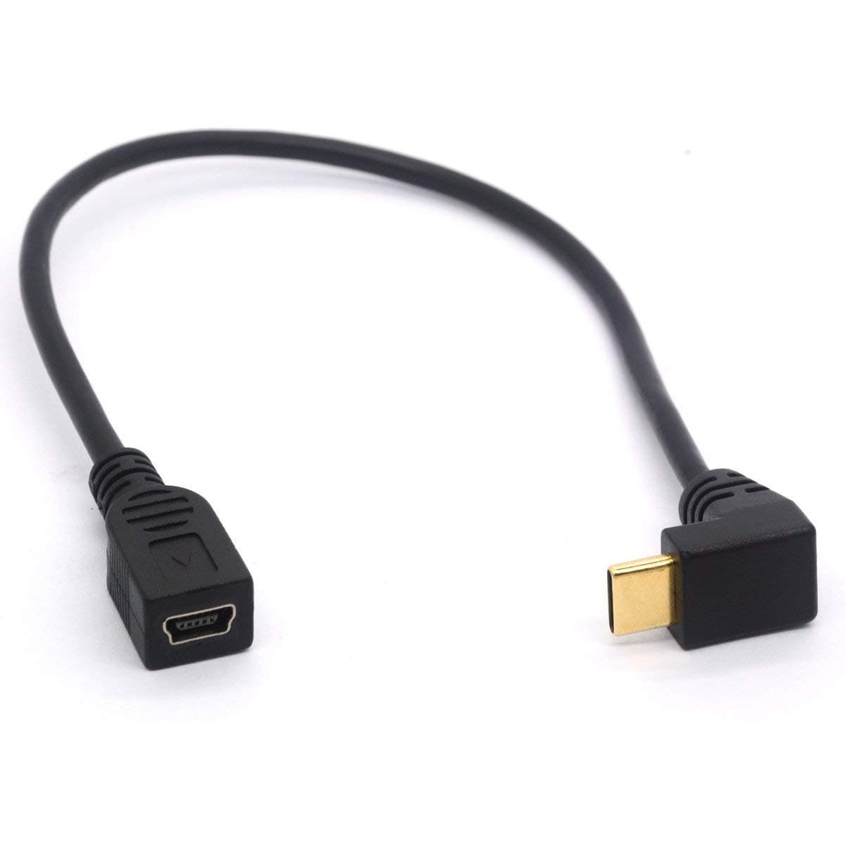 GLHONGUSB Type C to Mini 5-Pin Adapter, 1ft/25cm, Right Angled, Male-to-Female, USB 2.0