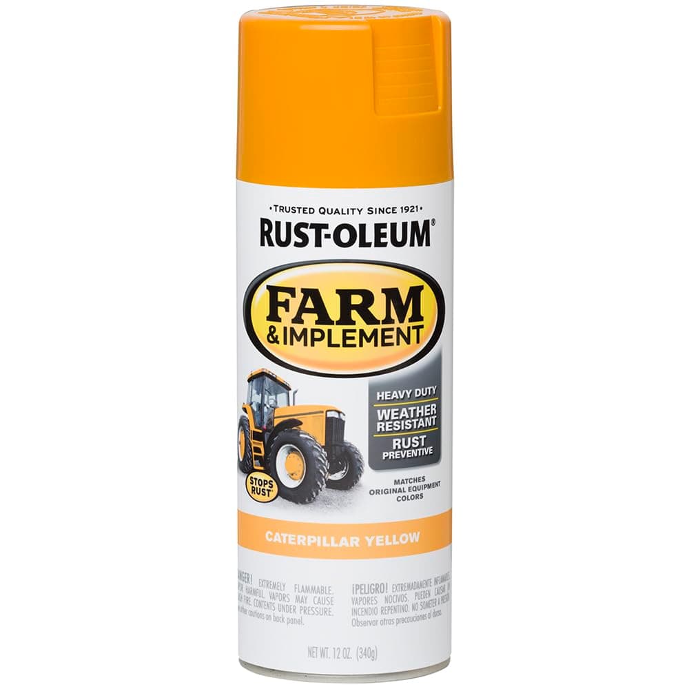 280140 Farm & Implement Spray Paint, 12 oz, Gloss Caterpillar Yellow