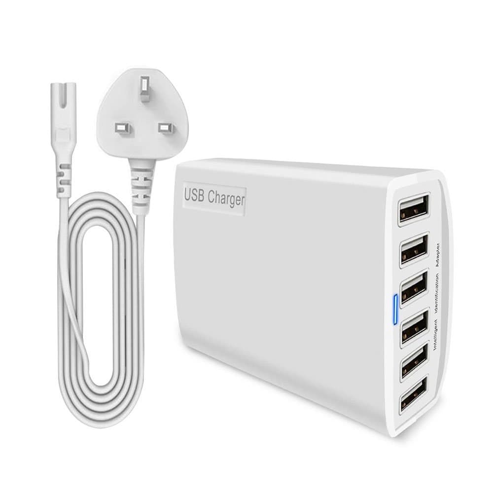 WOSUK USB Desktop Charger, 60W 12A 6-Port USB Charging Station Multi Ports Desktop Charger with Smart Identification Compatible with Cellphones Tablets