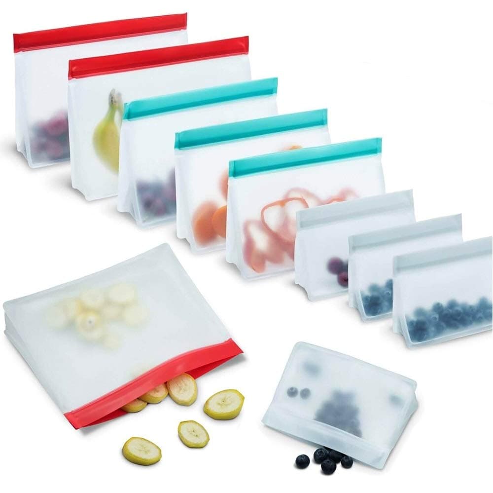 Reusable Ziplock Bags 10-Pack, KYONANO Reusable Food Storage Bags BPA FREE, Extra Thick Reusable Sandwich Bags, FDA Grade, for Food Storage Home Travel