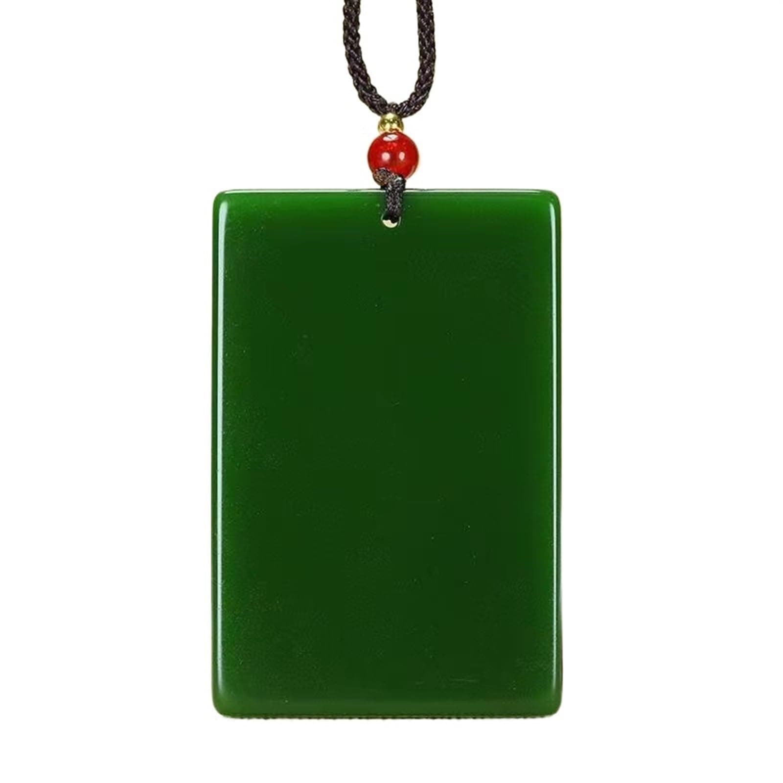 Natural Green Jade Rectangular Smooth Necklace Pendant Women Men Genuine Hetian Jades Stone Charms Amulet Gifts For Ladies