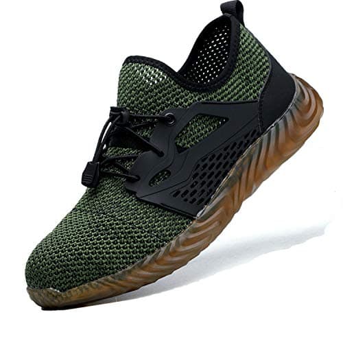 MARITONY Indestructible Steel Toe Work Safety Shoes for Men Women Lightweight Protective Toe Construction Shoes Green 11 Women/9.5 Men