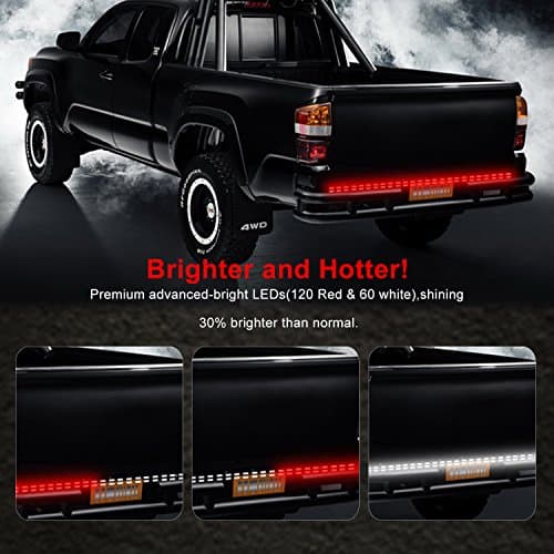 60" LED Truck Bed Light Strip White Waterproof Lighting Bar Kit with On-Off Switch Fuse 2-Way Splitter Cable for Jeep Cargo Boat Pickup RV SUV (60" Double Tailgate Light Bar（180LEDs）)