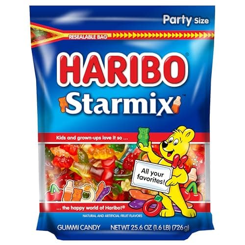 HARIBO Gummi Candy, Starmix, 25.6 oz. Resealable Stand Up Bag